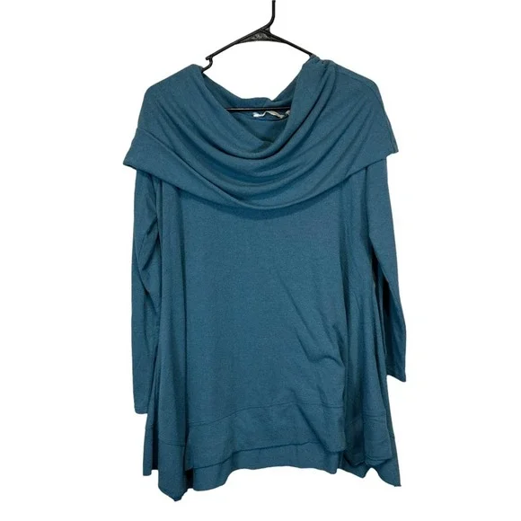 Soft Surroundings B Call Teal Asymmetrical Hem Tunic Size Woman's Medium - Picture 3 of 7